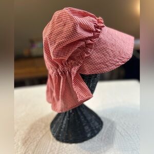 Cottage Core Red and White Gingham Bonnet. Twee.